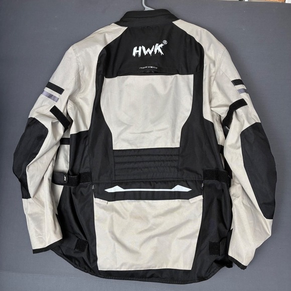 HWK Adventure Touring Motorcycle Jacket Men's Size XL Cream Black - Picture 2 of 12